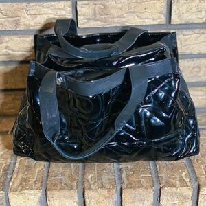 Dkny black shiney leather bag‎